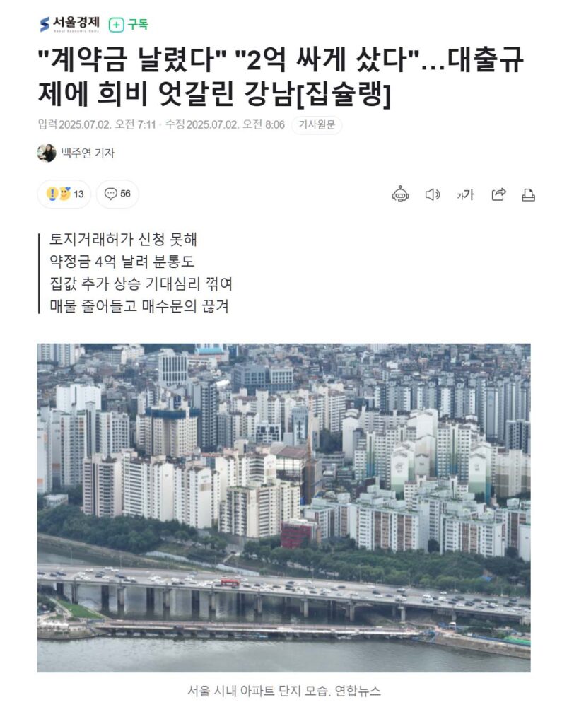 계약금 날렸다 대출규제